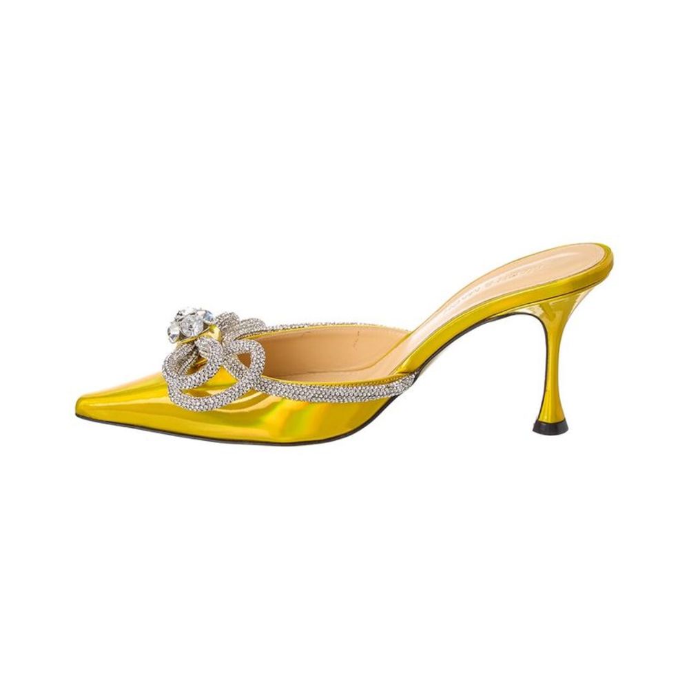 Mach & Mach Double Bow Leather Pump, Yellow - Picture 2 of 5